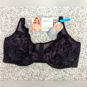 NWT Bali Women's (38DDD) Black Lace Minimizer Convertible Bra With Underwire